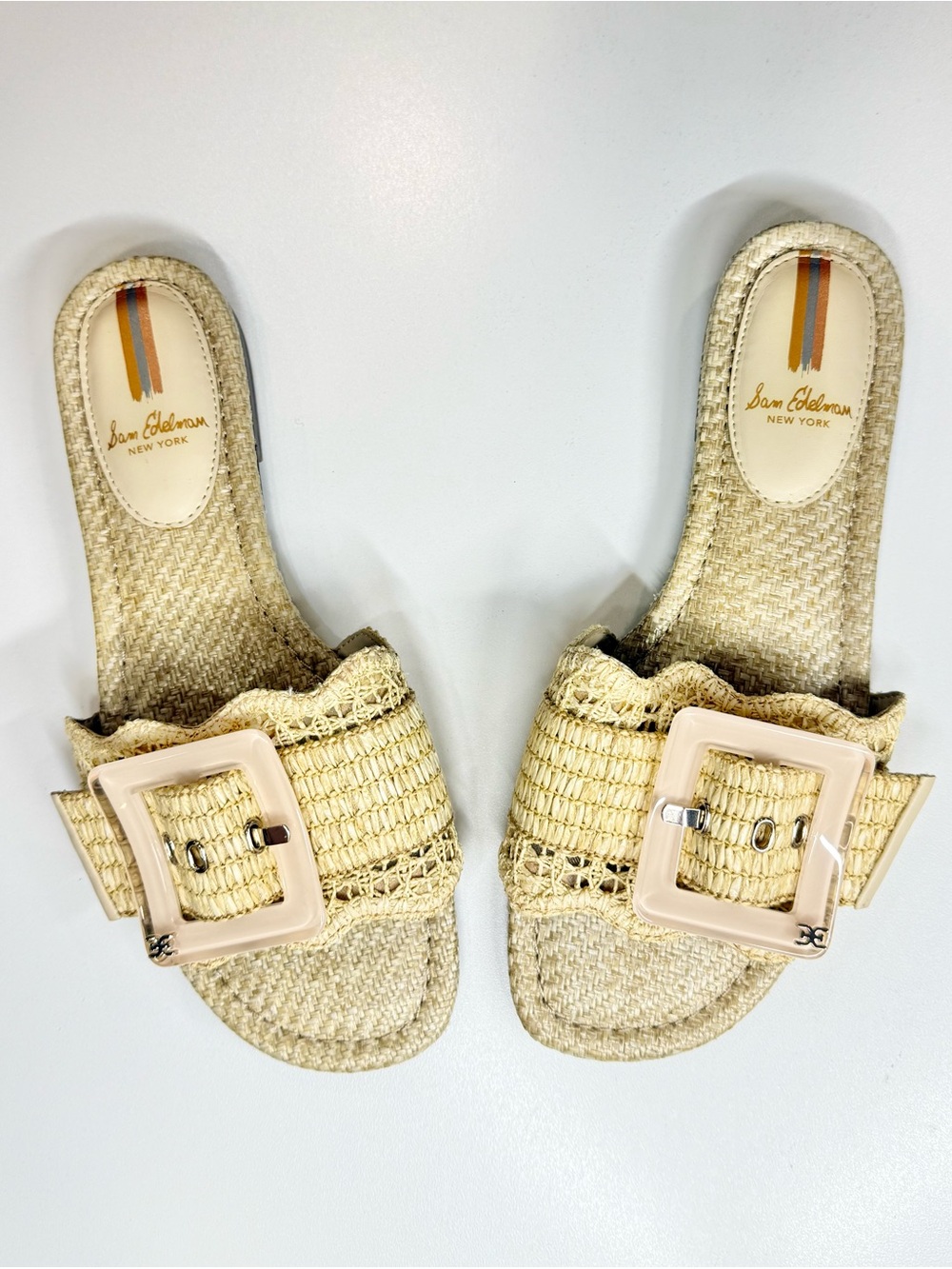 Sam Edelman Bambi Raffia Buckle Slide Sandal | Natural | Size 8 - Picture 2 of 8